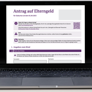 Elterngeld application on laptop